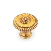 Symphony - Sonata 1-5/16" Round Solid Brass Luxury Hand Crafted Flower Cabinet Knob With Rope Edge