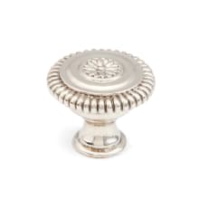 Symphony Elegance 1-5/16" Round Mushroom Solid Brass Luxury Cabinet Knob With Rope Edge and Embossed Flower Center
