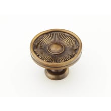 Sunburst 1-3/8" Decorative Solid Brass Round Flat Cabinet Knob
