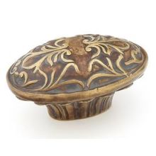 Cantata 1-1/4" Solid Brass Oval Ornate Venetian Cabinet Knob from Symphony Elegance