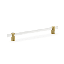 Lumiere 10" Euro Modern Acrylic Bar Cabinet Handle with Solid Brass Mounts and Adjustable Center to Center
