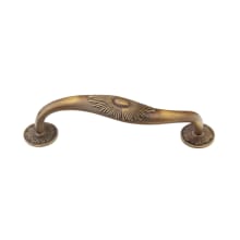 Sunburst 5" Center to Center Art Deco Solid Brass Cabinet Handle Pull with Rosette Plates