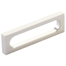 Cafe Modern 3-1/2" Center to Center Rectangular Oval Slot Cabinet Handle / Drawer Pull - Solid Brass