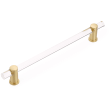 Lumiere 12" Center to Center Euro Modern Acrylic Bar 15" Appliance Handle with Solid Brass Mounts