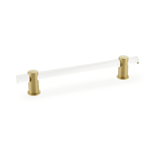 Lumiere 8" Euro Modern Acrylic Bar Cabinet Handle with Solid Brass Mounts and Adjustable Center to Center