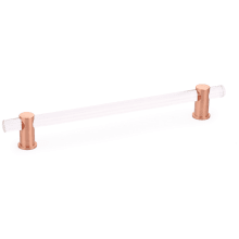 Lumiere 10" Euro Modern Acrylic Bar Cabinet Handle with Solid Brass Mounts and Adjustable Center to Center