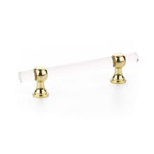 Lumiere 4" Euro Modern Acrylic Bar Cabinet Handle with Solid Brass Mounts and Adjustable Center to Center Posts