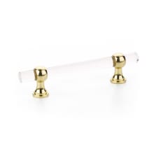 Lumiere Transitional 4" Euro Modern Acrylic and Solid Brass Adjustable Luxury Cabinet Bar Handle / Drawer Bar Pull