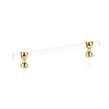 Lumiere 6" Euro Modern Acrylic Bar Cabinet Handle with Solid Brass Mounts and Adjustable Center to Center Posts