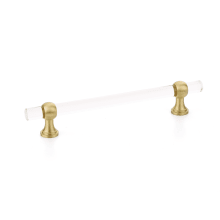 Lumiere 6" Euro Modern Acrylic Bar Cabinet Handle with Solid Brass Mounts and Adjustable Center to Center Posts