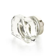City Lights Solid Brass 1-3/4" Designer Emerald Cut Glass Cabinet Knob with Solid Brass Base