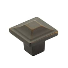 Menlo Park Pack of (25) - 1-1/4" Stepped Square Cabinet Knobs / Drawer Knobs with Mounting Hardware