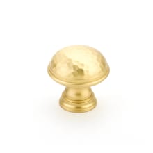 Atherton 1-1/4" Solid Brass Hammered Texture Round Cabinet Knob with Smooth Edge