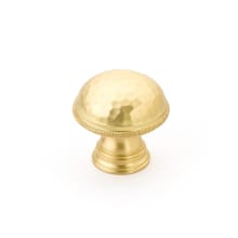 Atherton 1-1/4" Solid Brass Hammered Texture Round Cabinet Knob with Knurled Rim