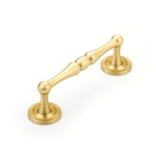 Atherton 4" Center to Center Traditional Knuckled Handle Cabinet Pull - Solid Brass with Knurled Footplates