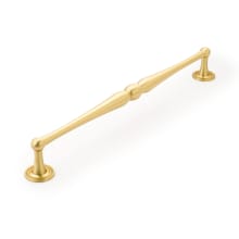 Atherton 15" Center to Center Traditional Knuckled Handle Large Cabinet / Appliance Pull - Solid Brass with Knurled Footplates
