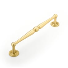 Atherton 8" Center to Center Traditional Knuckled Handle Cabinet Pull - Solid Brass with Plain Footplates