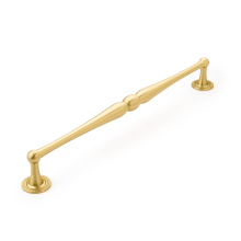Atherton 15" Center to Center Traditional Knuckled Handle Appliance Pull - Solid Brass with Plain Footplates