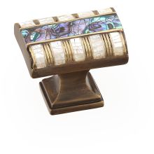 Fair Isle 1-1/4" Designer Luxury Coastal Solid Brass "T" Cabinet Bar Knob with Shell and Mother of Pearl Inlays