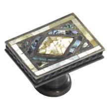Avalon Bay 1-7/8" Rectangular Designer Mosaic Cabinet Knob with Mother Of Pearl Inlay