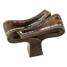 Avalon Bay 1-7/8" Coastal Designer Solid Brass "T" Cabinet Knob with Tiger Penshell and Mother of Pearl Inlays