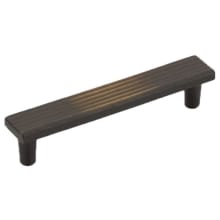 Stradella 5" Center to Center Solid Cast Bronze Rustic Ridged Flat Bar Cabinet Pull - Made in Italy