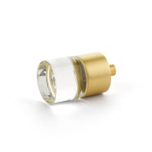 City Lights 7/8" Cylindrical Glass Mini Cabinet Knob with Solid Brass Base