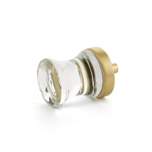 City Lights 1-1/8" Contemporary Hourglass Concave Glass Cabinet Knob with Solid Brass Base