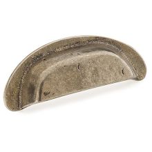 Mountain 3-1/2" Rustic Lodge Cup Style Handle Solid Bronze Cabinet Pull - Made in Italy