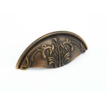 Corinthian 3" Center to Center Traditional Ornate Solid Brass Cabinet Cup Pull / Drawer Cup Pull