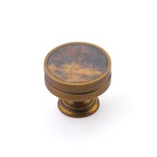 Symphony 1-3/8" Round Flat Designer Solid Brass Luxury Cabinet Knob with Shell Inlays