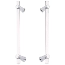 Lumiere 12" Center to Center Acrylic Back to Back Cabinet Handles / Back to Back Door Pulls with Solid Brass Posts