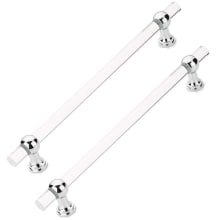 Lumiere Transitional 12" Center to Center Acrylic Back to Back Cabinet Handles / Back to Back Door Pulls with Solid Brass Mounts