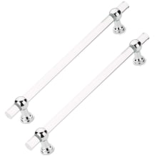 Lumiere Transitional 12" Center to Center Acrylic Back to Back Door Pulls / Side by Side Cabinet Handles with Solid Brass Mounts