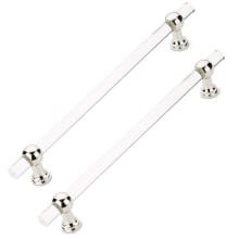 Lumiere Transitional 12" Center to Center Acrylic Back to Back Cabinet Handles / Back to Back Door Pulls with Solid Brass Mounts