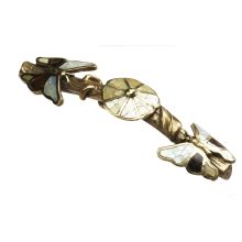 Heirloom Treasures 3-3/4" Center to Center Designer Butterfly Solid Brass Cabinet Pull / Drawer Handle with Shell Inlay
