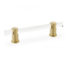 Lumiere 6" Euro Modern Acrylic Bar Cabinet Handle with Solid Brass Mounts and Adjustable Center to Center