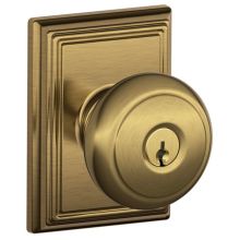 Andover Keyed Entry Panic Proof Door Knob Set with Decorative Addison Trim