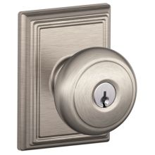 Andover Keyed Entry Panic Proof Door Knob Set with Decorative Addison Trim