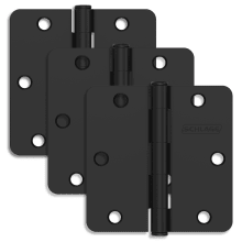 Pack of Three 3.5" x 3.5" Plain Bearing 1/4" Radius Corner Mortise Hinges
