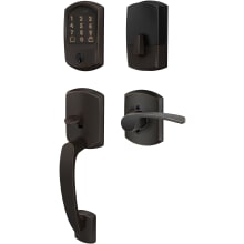 Encode Greenwich Right Handed Sectional Electronic Keyless Entry Handleset with Merano Interior Lever and Decorative Greenwich Trim