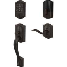 Encode Plus Camelot Left Handed Sectional Electronic Keyless Entry Handleset with Accent Interior Lever and Decorative Camelot Trim