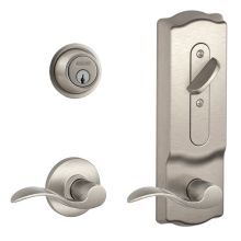 CS200-Series Commercial Grade 2 Interconnected Single Lock Right Handed Accent Entry Lever Set and 6-Pin Cylinder Deadbolt with Camelot Escutcheon