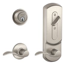 CS200-Series Commercial Grade 2 Interconnected Single Lock Left Handed Accent Entry Lever Set and 6-Pin Cylinder Deadbolt with Plymouth Escutcheon