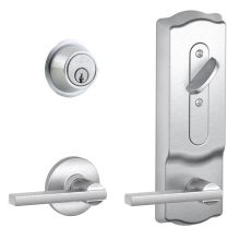 CS200-Series Commercial Grade 2 Interconnected Single Lock Latitude Entry Lever Set and 6-Pin Cylinder Deadbolt with Camelot Escutcheon