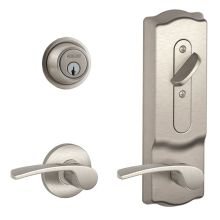 CS200-Series Commercial Grade 2 Interconnected Single Lock Right Handed Merano Entry Lever Set and 6-Pin Cylinder Deadbolt with Camelot Escutcheon