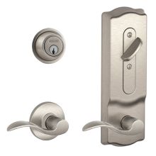 CS200-Series Commercial Grade 2 Interconnected Left Handed Accent Entry Lever Set and Full Interchangeable Core Deadbolt with Camelot Escutcheon