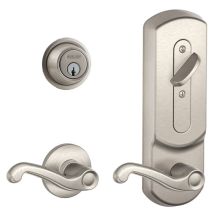 CS200-Series Commercial Grade 2 Interconnected Right Handed Flair Entry Lever Set and Full Interchangeable Core Deadbolt with Camelot Escutcheon