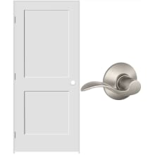 32" W x 80" H Double Panel Left Handed Interior Prehung Door with 6-9/16" Door Jamb and Accent Passage Door lever Set
