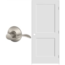 32" W x 80" H Double Panel Right Handed Interior Prehung Door with 6-9/16" Door Jamb and Accent Passage Door lever Set